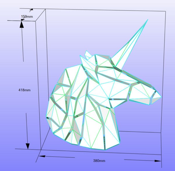 papercraft origami 3D tête de licorne