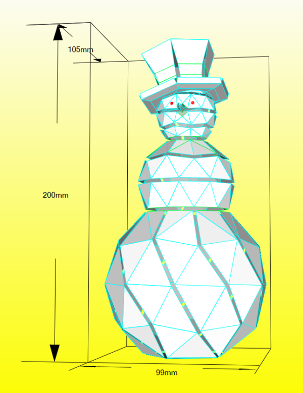 papercraft origami 3D bonhomme de neige