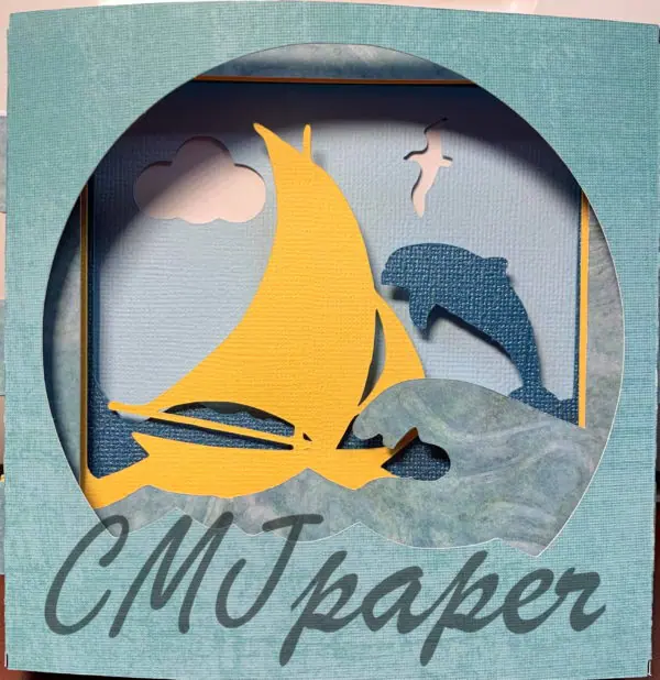 carte kirigami bateau papier découpé