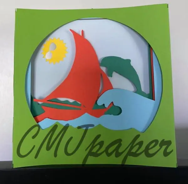 carte kirigami bateau papier découpé