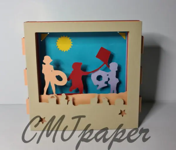 carte kirigami cerf volant papier découpé