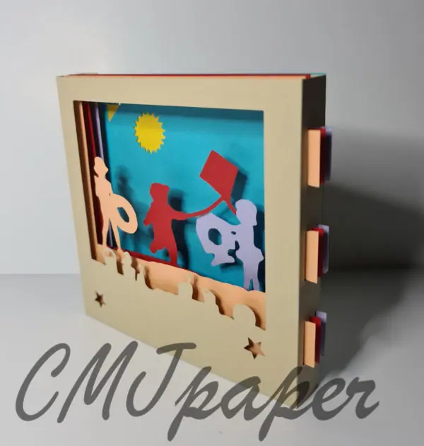 carte kirigami cerf volant papier découpé
