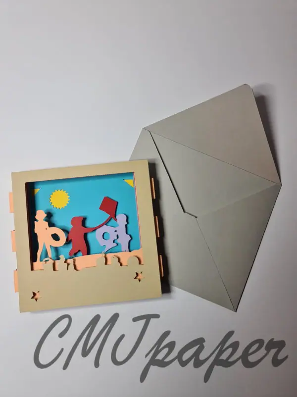 carte kirigami cerf volant papier découpé