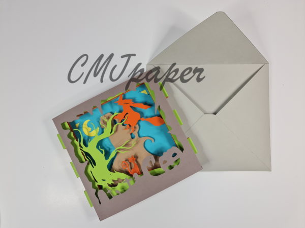 carte kirigami halloween cimetière papier découpé