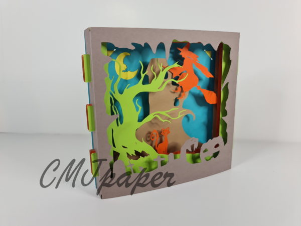 carte kirigami halloween cimetière papier découpé