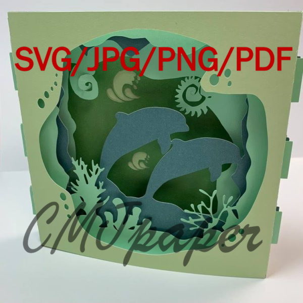carte kirigami dauphin papier découpé