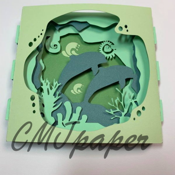 carte kirigami dauphin papier découpé