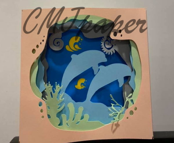 carte kirigami dauphin papier découpé
