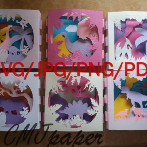 carte kirigami dinosaures papier découpé