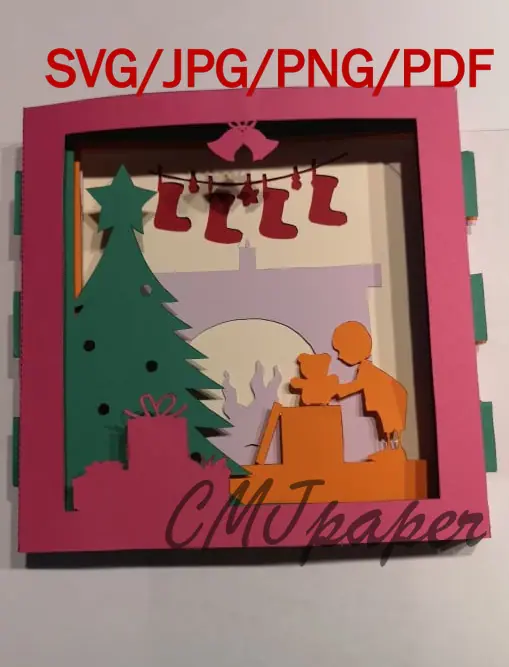 carte kirigami matin de noël papier découpé