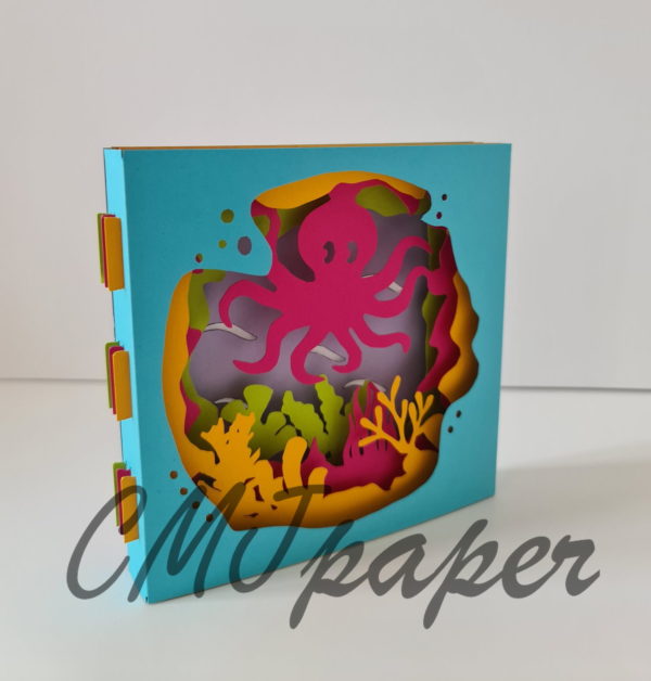 carte kirigami pieuvre papier découpé