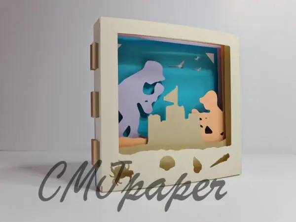 carte kirigami plage papier découpé