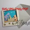 carte kirigami plage papier découpé