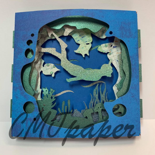 carte kirigami plongeur papier découpé