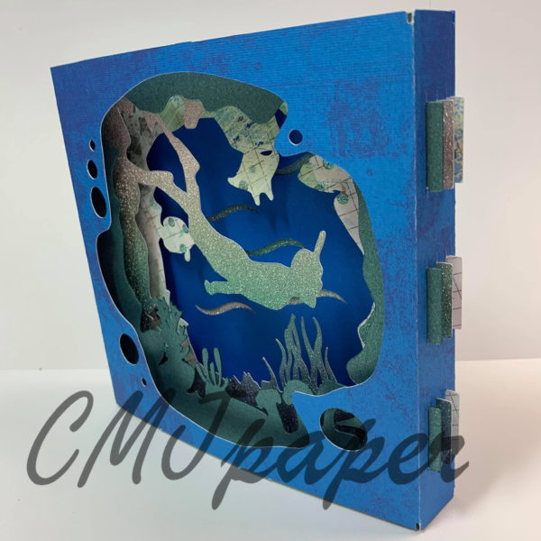 carte kirigami plongeur papier découpé