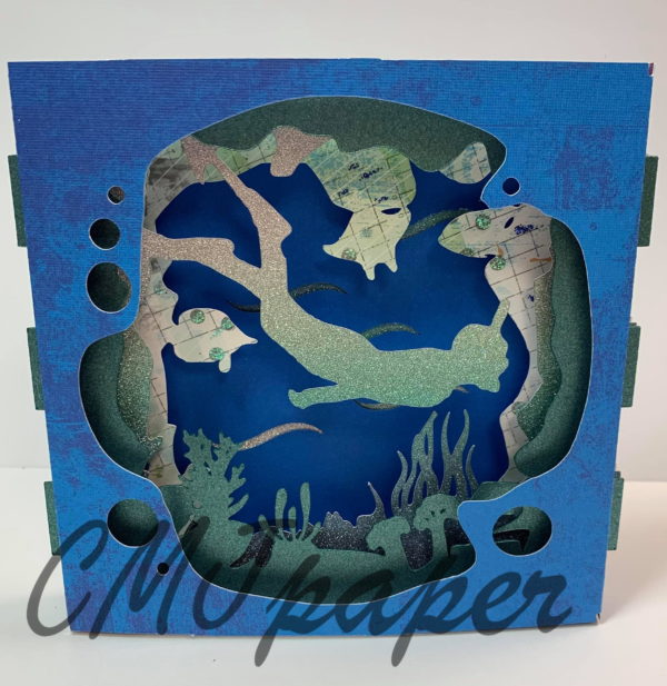 carte kirigami plongeur papier découpé