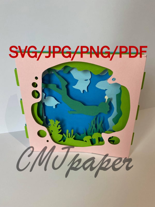 carte kirigami plongeur papier découpé