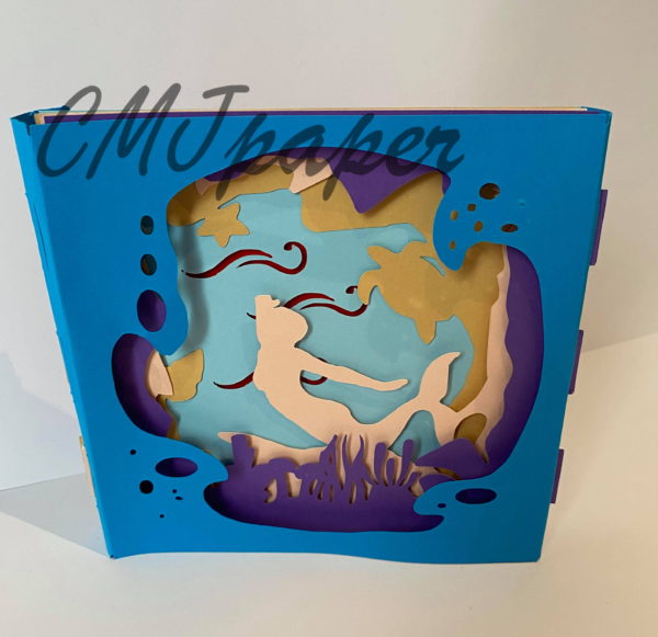 carte kirigami sirène papier découpé