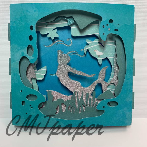 carte kirigami sirène papier découpé