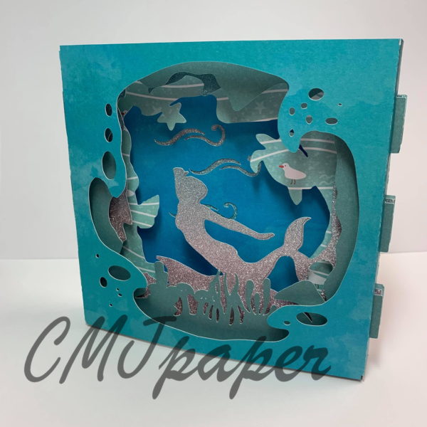carte kirigami sirène papier découpé