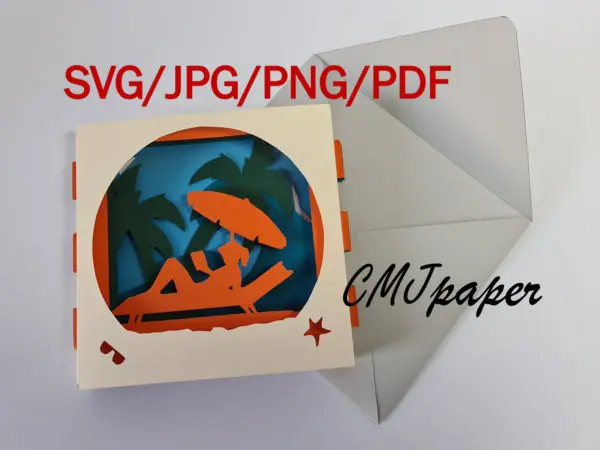 carte kirigami transat papier découpé