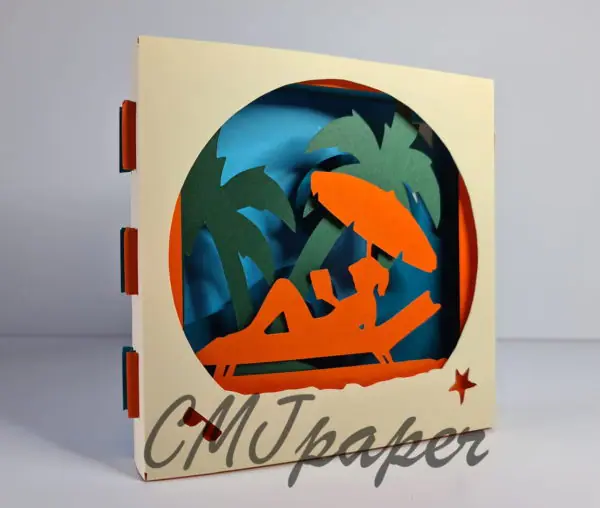 carte kirigami transat papier découpé