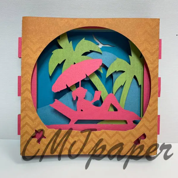 carte kirigami transat papier découpé